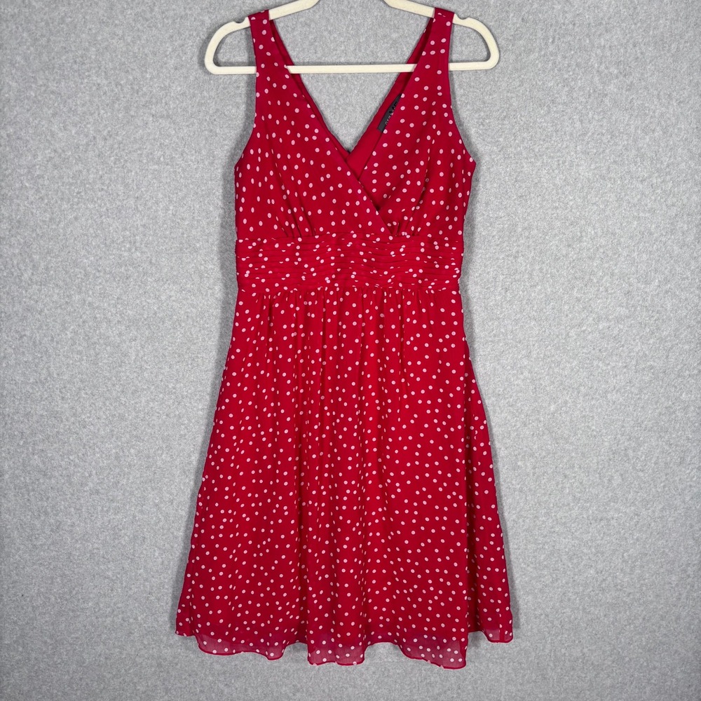 Vintage Polka Dot Dress Size 6 Crinkle Mod 50s Coquette Rockabilly Pinup Flare